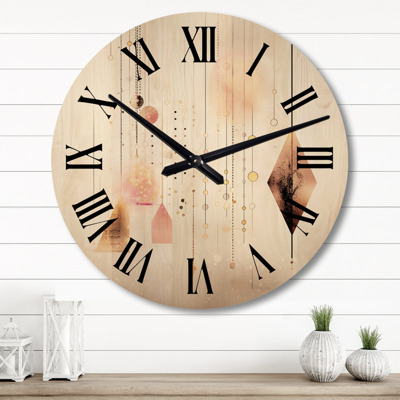 Horloge murale en bois massif Tyndall, Grand