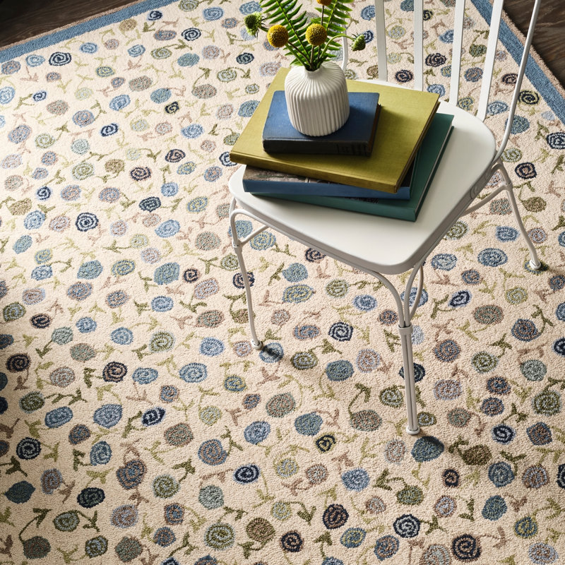 Florals Area Rug, 2'6" x 8', Navy