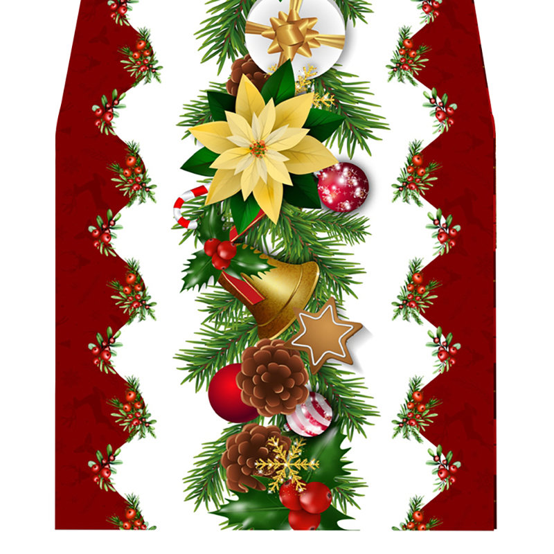 Nappe de Noël rectangulaire 70,87 po x 13,78 po, nappe décorative de fête de Noël lavable à la machine, nappe décorative de pique-nique, style B