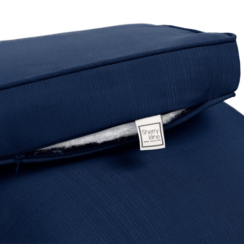 Gusseted And Corded Seat Cushion With Zipper, Filled With White Virgin Polyester Fiber., Indigo
