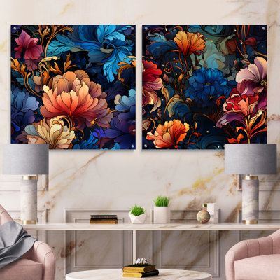 Kaleen - Floral Acrylic Wall Art Glass Set Of 2