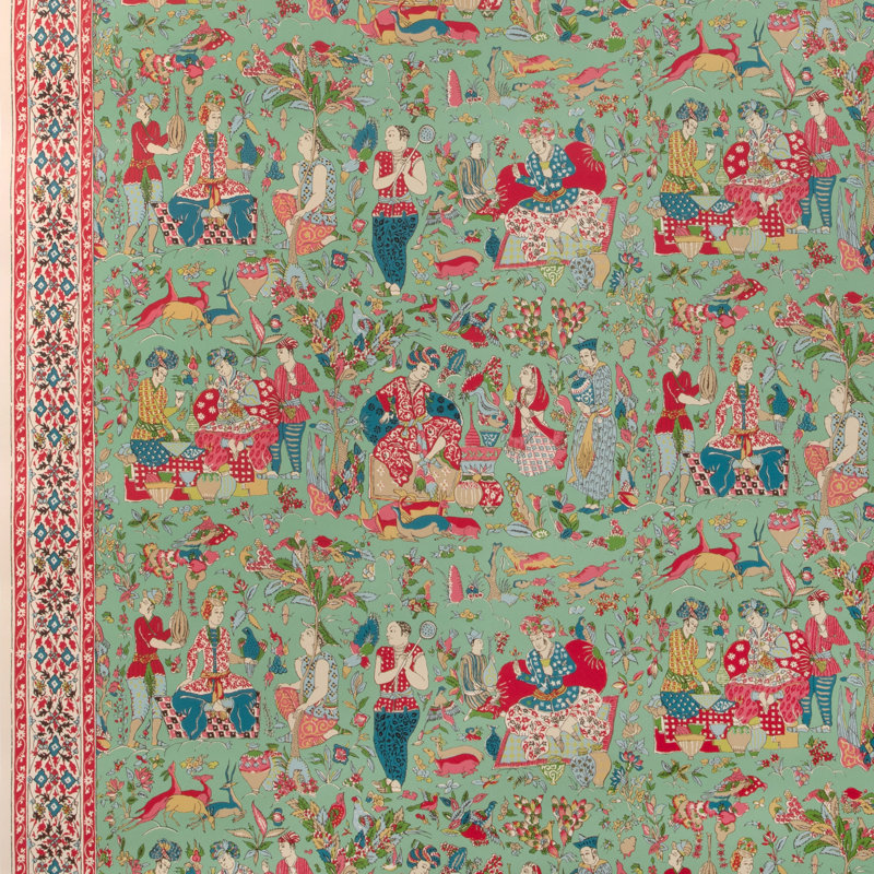 La Menagerie Shalimar Toile Paper Roll, Jade/Rose