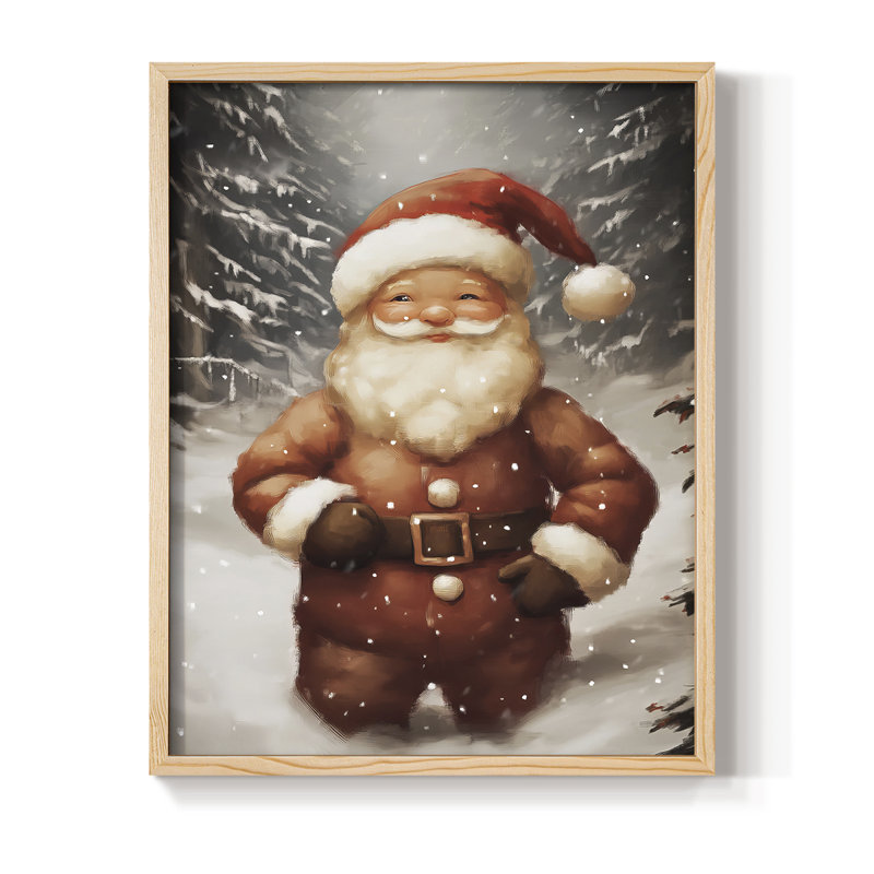 Art des Fêtes de Noël - série 2-XX, reproduction encadrée - bois massif, Naturel, H 15 po x l 12 po