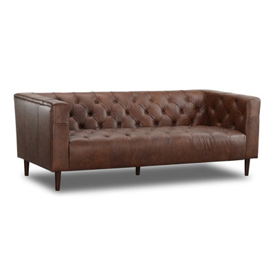 Cornelia 84'' Genuine Leather Chesterfield Sofa