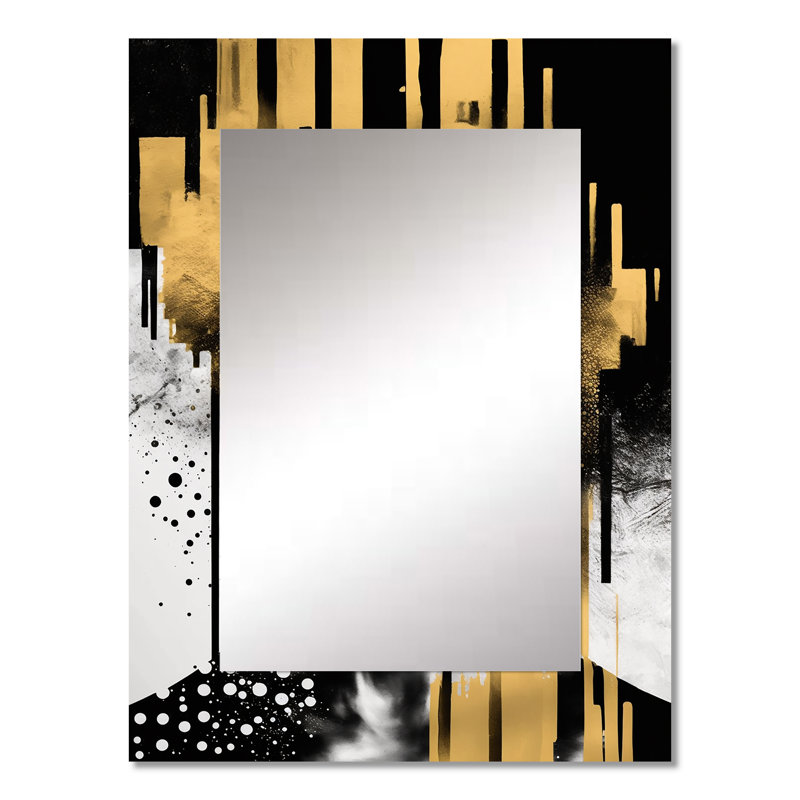 Golden Fluidité de la féminité II - miroir décoratif pour femme, miroir mural moderne, impression sur métal, 32 po x 24 po