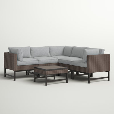 Ensemble de conversation modulaire avec coussins 6 pièces Hesse