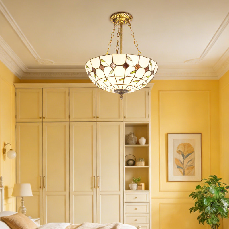 Lustre 3 lumières style urne / bol à intensité variable avec sources lumineuses