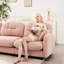 Canapé d'angle en chenille rose, design ergonomique et modulable pour un espace de vie polyvalent. Élégant et modulaire, en chenille de haute qualité, avec siège et combinaisons flexibles pour les chambres.