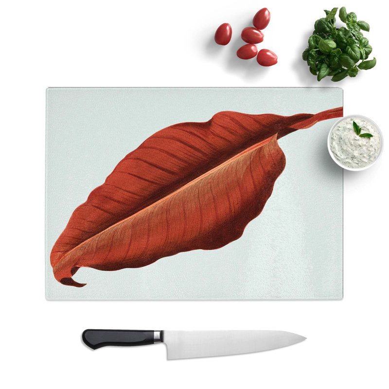 Tempered Glass Leaf by Shirley Hibberd Chopping Board, 39 cm W x 28.5 cm L