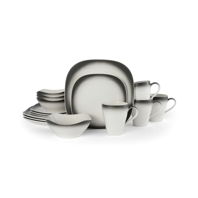 Mikasa Swirl Square 16-Piece Dinnerware Set, Service for