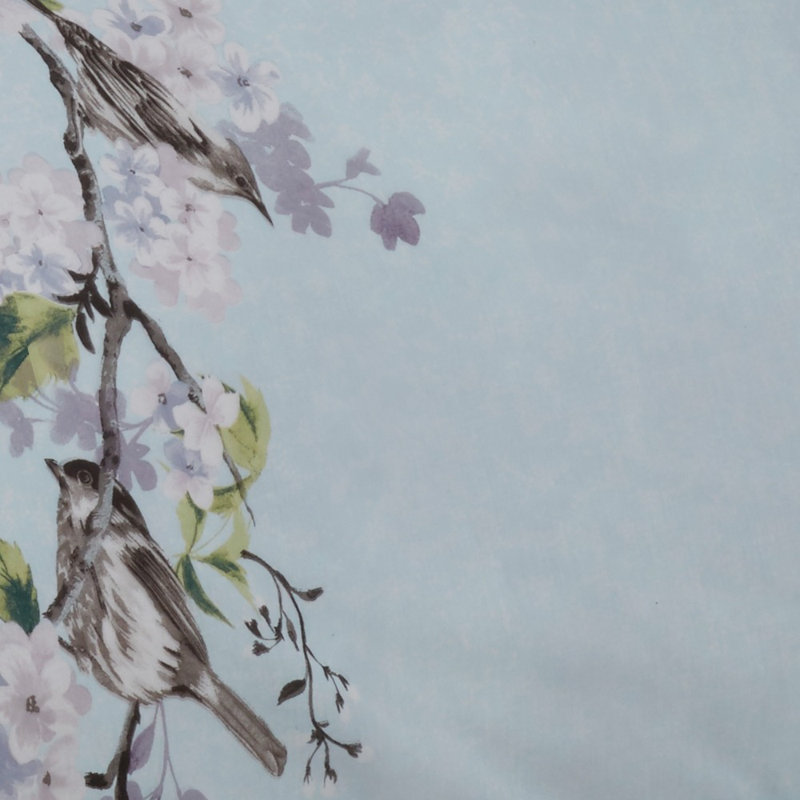 Brody Cotton Blend Floral Duvet Cover with Pillowcases, Double Duvet Cover + 2 Standard Pillowcases, Duck Egg