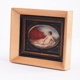 Portrait of a Reclining Muse 19th Century French Hand-Painted French Miniature Nude