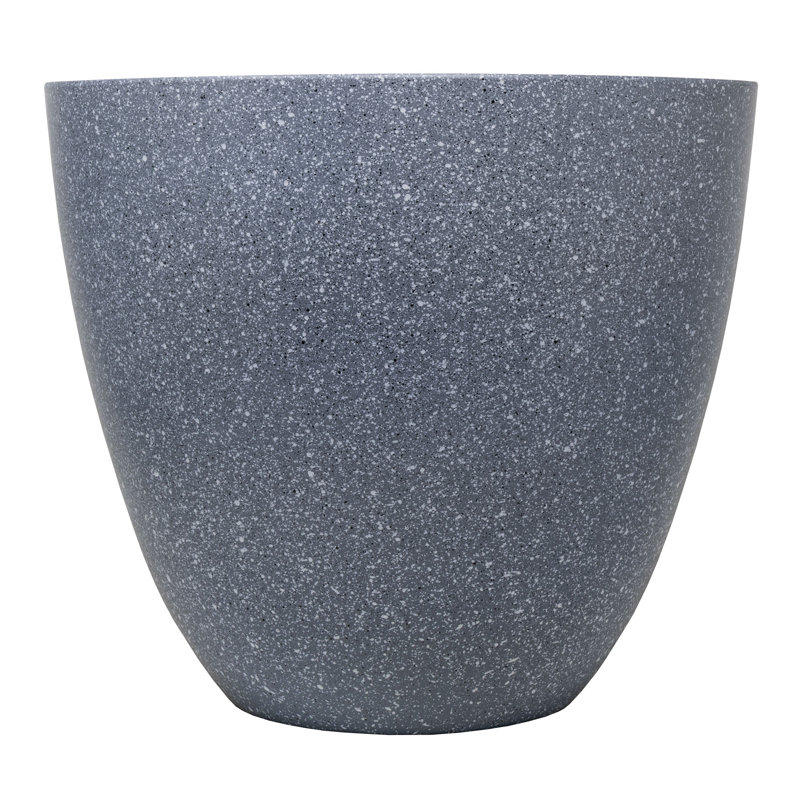  Modern Egg Shaped Resin Planter, Granite Color, 12in