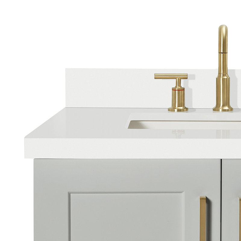 31 IN.  Single Bathroom Vanity, Gray, Rectangle, White Quartz