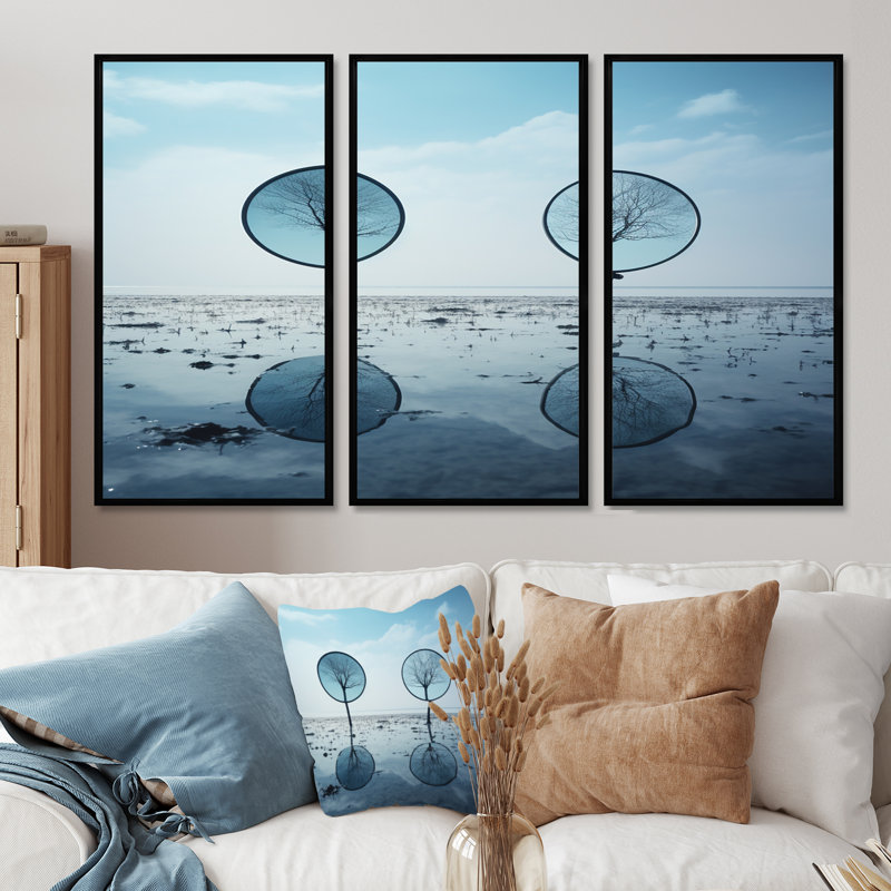 Vegard - ensemble de reproduction d'art surréalisme, Cadre flottant noir, H 40 po x l 60 po x P 1 po