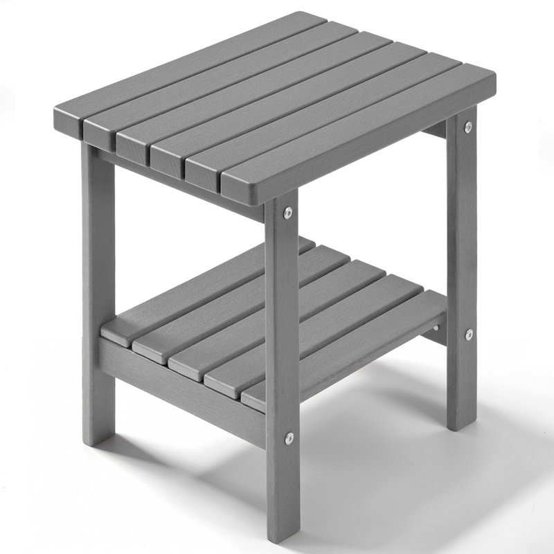 Taryn 17 in. 2-Tier Rectangular HDPE Outdoor Side Table, Gray