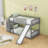 Twin Over Twin Wooden Bunk Bed With Slide And Staircase Storage-255407520