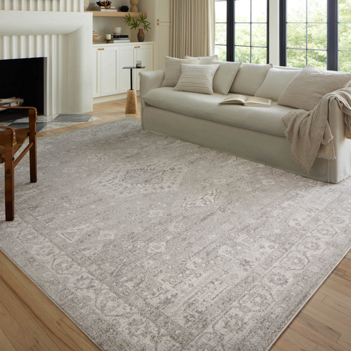 One Allium Way® Performance Silver/Ivory Rug | Wayfair