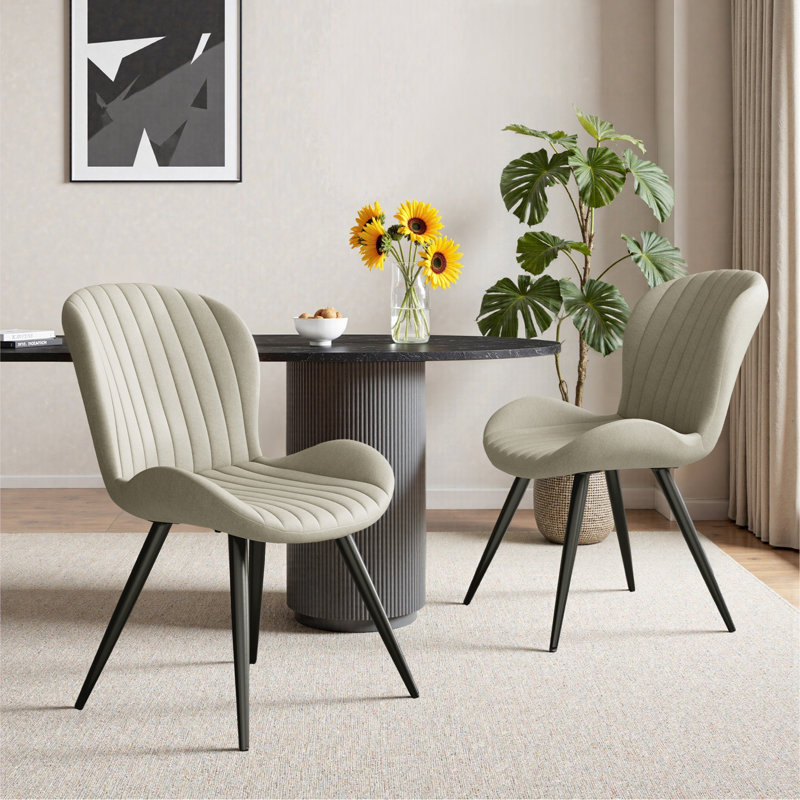 Upholstered Dining Chairs in Scandinavian Style, 4, Beige Faux Leather