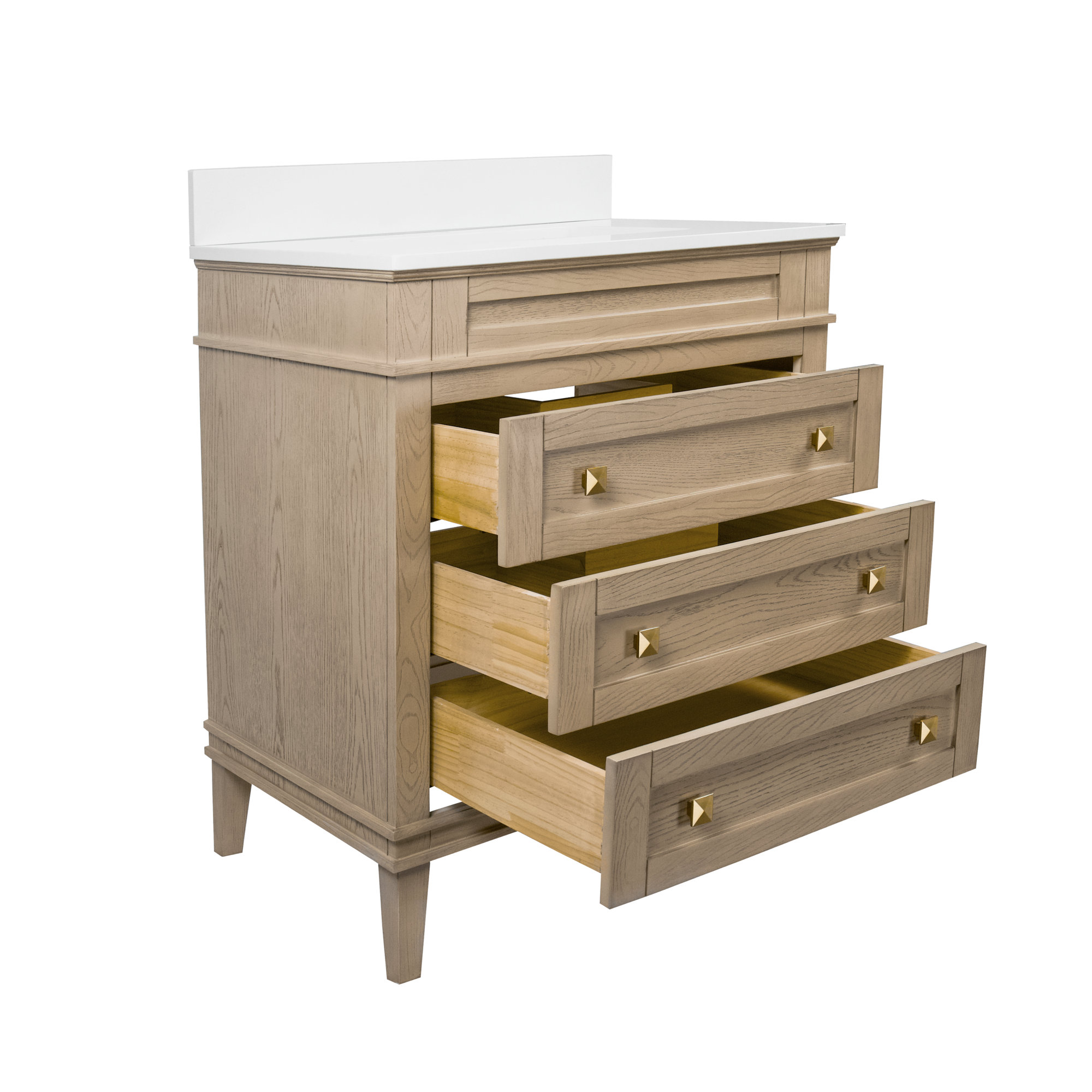 Frankfurt 30'' Single Bathroom Vanity, Greige Oak, Engineered White