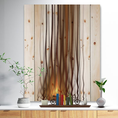 Corwin «Abstract Yellow Fractal Flames Pattern», reproduction d'impression sur bois