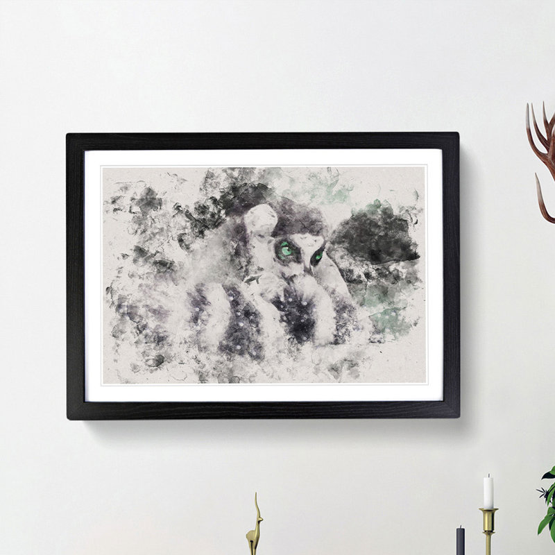 Ring-Tailed Lemur - Picture Frame Painting Print, 45cm H x 63cm W x 2cm D, Black Framed