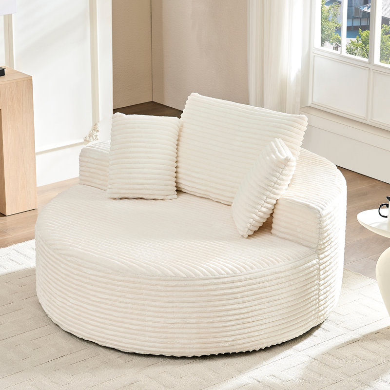 44.8" Corduroy Chaise Lounge – High-Density Sponge, 400LBS Capacity, Deep Seat, Beige