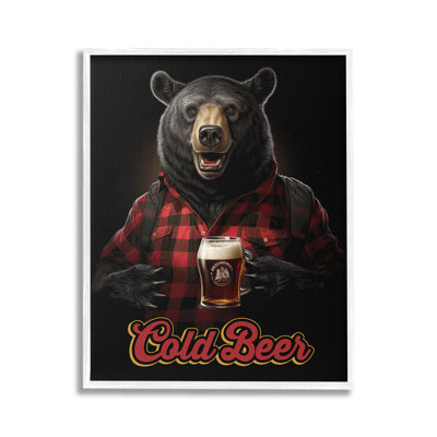 Bear with Cold Beer Framed Giclee Art by Jim Baldwin