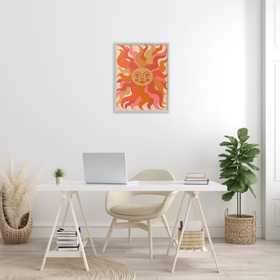 Celestial Smiling Sun Framed Giclee Art by Carrie Cantwell