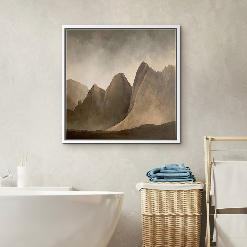 «Dramatic Rocky Mountain Peaks Landscape Wall Decor for Living Room encadrée, reproduction d'art sur toile encadrée dans la chambre principale