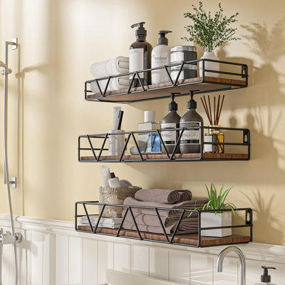 Floating Shelves Set Of 3, Home Wood Wall Shelf, Farmhouse Shelf For Bedroom, Wall Mounted Floating Shelf For Living Room, Bedroom, Bathroom, Kitchen,