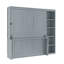 Lit double en gris avec bureau et bibliothèque, matériau en pin, peu encombrant, rangement pour différents objets, sommier sans besoin-305643071-305643069