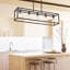Luminaire suspendu linéaire à 5 lumières pour îlot de cuisine avec accents en fer forgé-1937452328