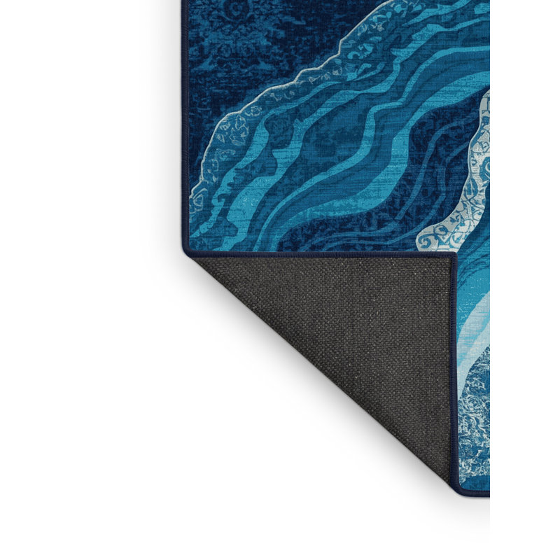 Tapis oriental bleu doux et moelleux Maspeth, 4 x 6