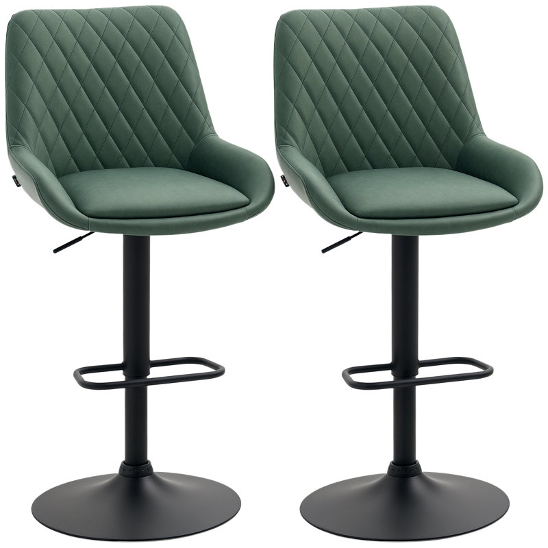 Barasinga Swivel Upholstered Adjustable Height Counter Stool, Green