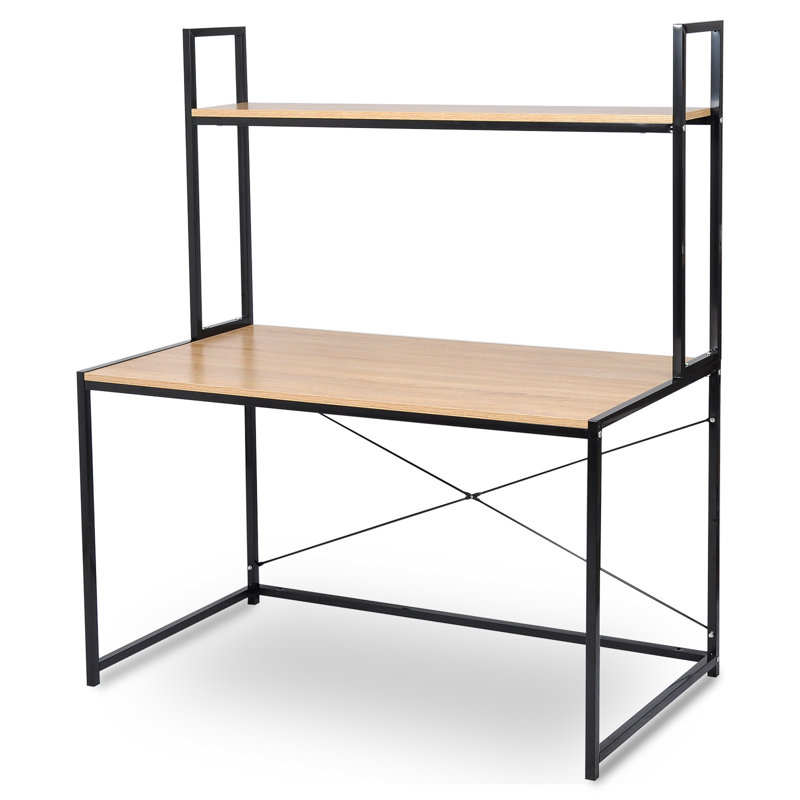 Alanah Metal Base Writing Desk, Light Oak, Black