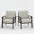 Set of 2 All-Weather Metal Armchairs with Plush Beige Cushions, Modern Design-2136517108-2136517109