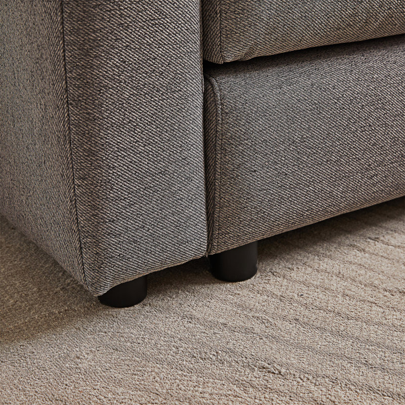 Canapé modulaire avec repose-pieds et trois coussins, Gris