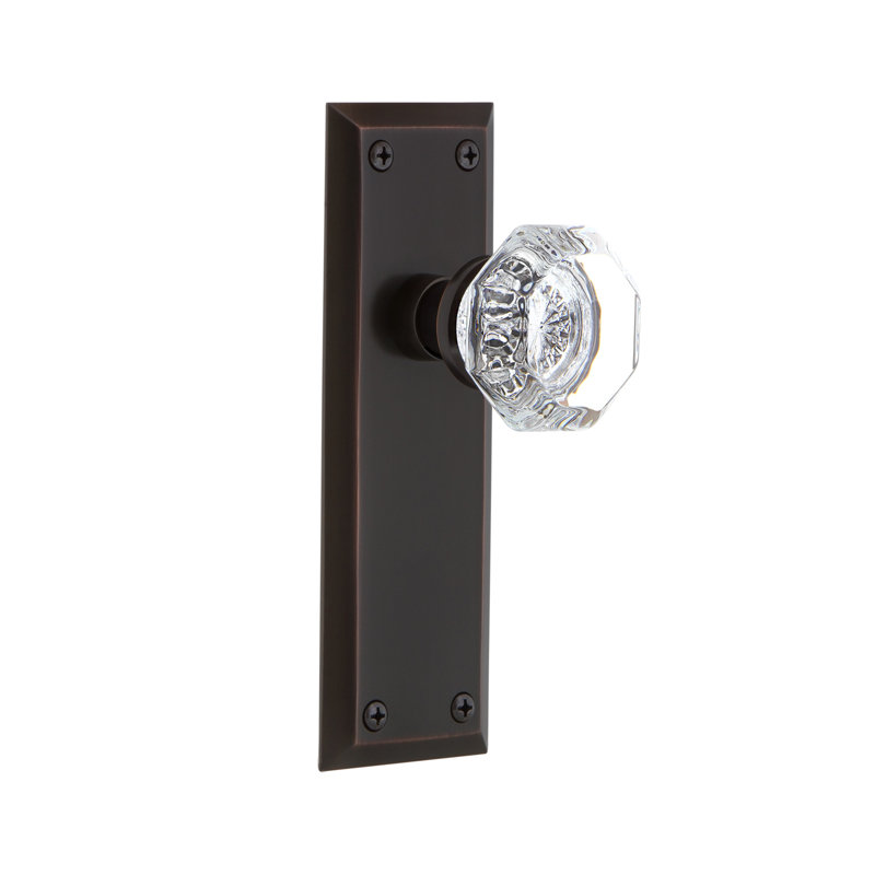 New York Plate with Waldorf Door Knob, 2-3/8", Timeless Bronze
