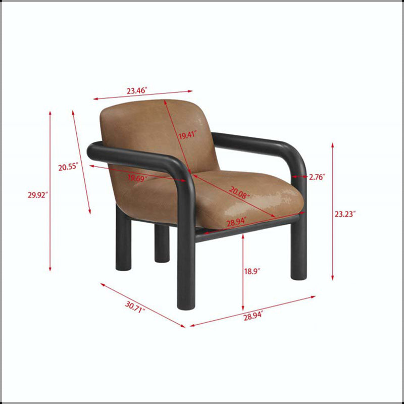 Chaise d'appoint moderne sculpturale avec structure arrondie et revêtement en similicuir, Noir