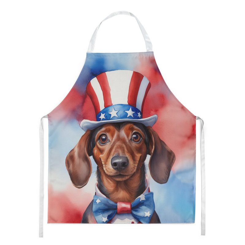 Patriotic American Apron, Brown Dachshund