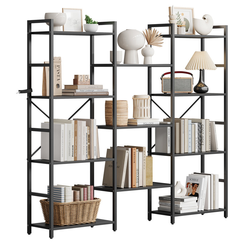 138.4cm H x 158cm W Iron Bookcase, Black