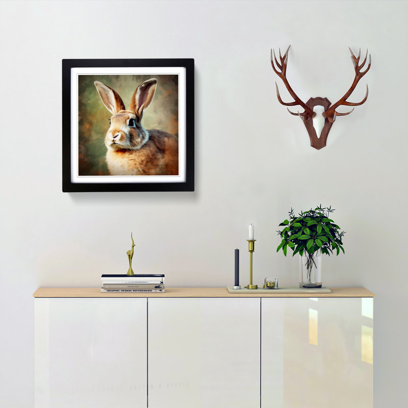 Rabbit Digital No.6 - Single Picture Frame Print on Wood, Black