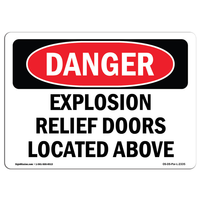 Portes anti-explosion situées au-dessus de l'enseigne, H 18 po x l 24 po x P 0,1 po
