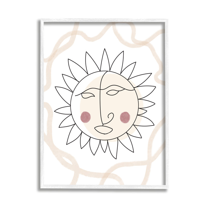 Boho Sun, dessin de raies solaires par Lil 'Rue - impression, L 24 po x H 30 po, Giclée encadrée blanc bord de mer