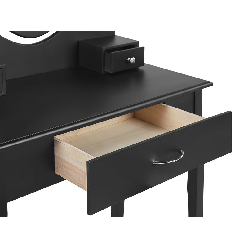 Abiyah Dressing Table with Mirror, Black