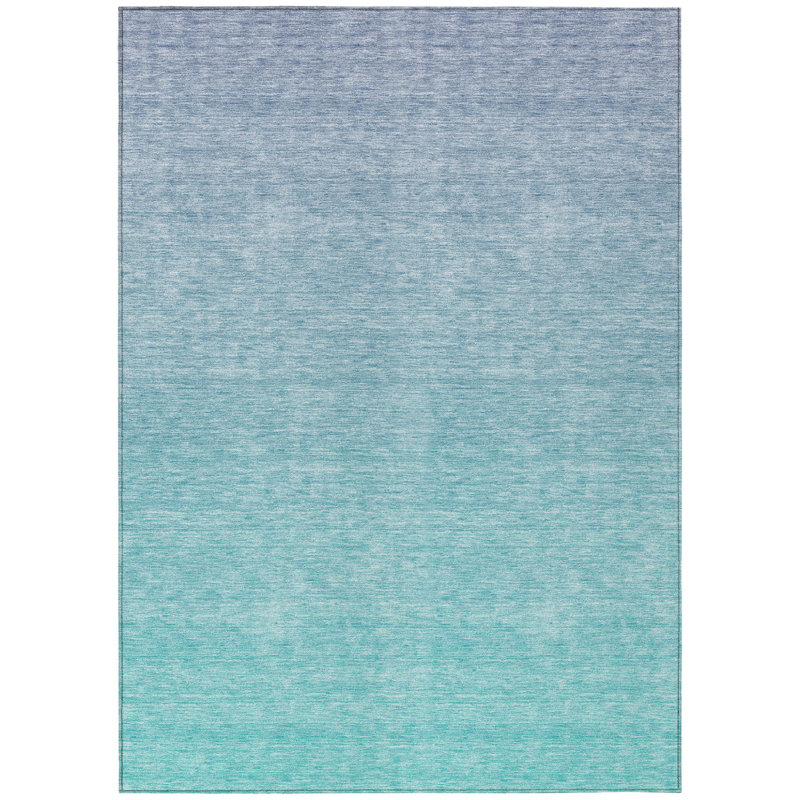 Tapis intérieur lavable extérieur bleu ciel et bleu sarcelle 10 pi x 14 pi