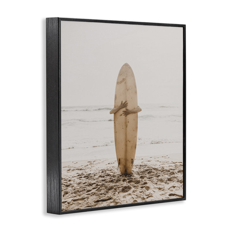«Surf Ready Board», estampe numérique par LSR Design Studio, H 14 po x l 11 po, Giclée encadrée noir minuit