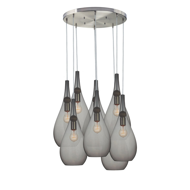 Earth 8 - Light Chandelier, No Bulb Included, 108" H x 18" W x 18" D, Brushed Nickel