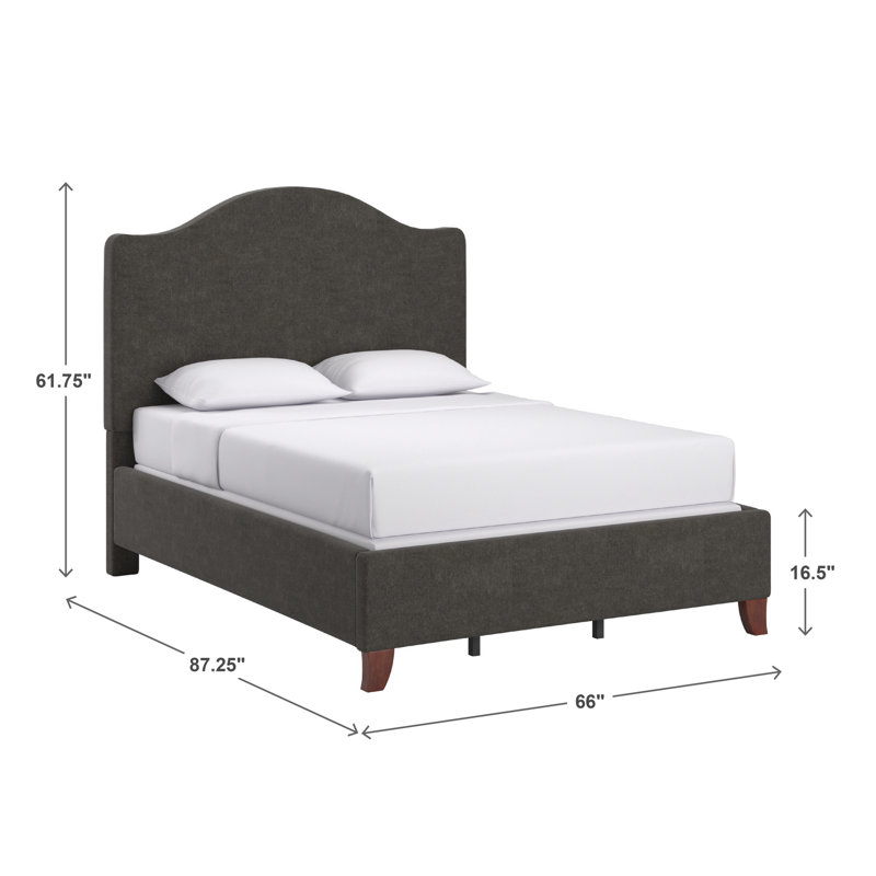 Lit tapissier à lattes avec tête de lit courbé Herning, Light Grey Fabric